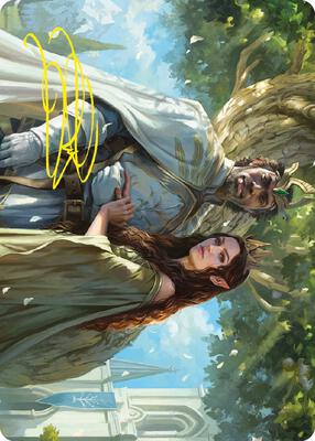 Aragorn and Arwen, Wed Art Card (Gold-Stamped Signature) card from Art Series: Universes Beyond: The Lord of the Rings: Tales of Middle-earth