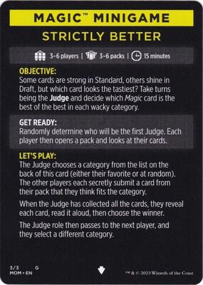 Magic Minigame: Strictly Better card from March of the Machine