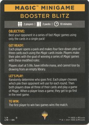 Magic Minigame: Booster Blitz card from Universes Beyond: The Lord of the Rings: Tales of Middle-earth