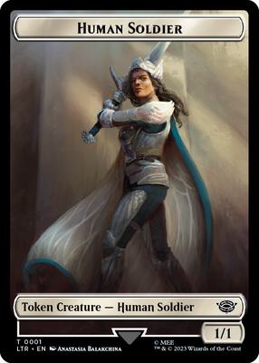 Human Soldier (0001) // Food (0010) Double-Sided Token card from Universes Beyond: The Lord of the Rings: Tales of Middle-earth