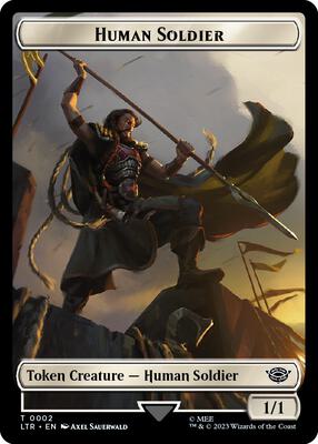 Human Soldier (0002) // Food (0011) Double-Sided Token card from Universes Beyond: The Lord of the Rings: Tales of Middle-earth