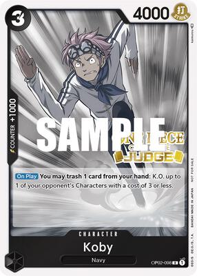 Koby (Judge) card from One Piece Promotion Cards