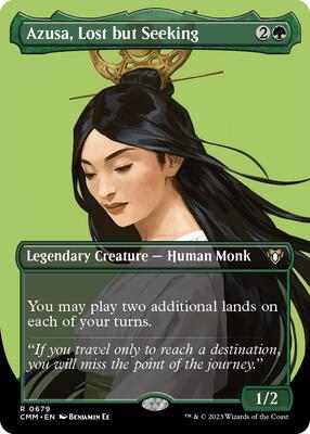 Azusa, Lost but Seeking (Borderless) card from Commander Masters