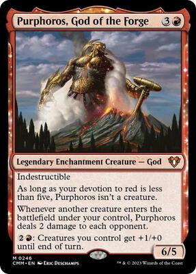 Purphoros, God of the Forge card from Commander Masters