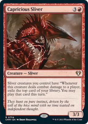 Capricious Sliver card from Commander Masters