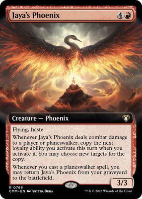 Jaya's Phoenix (Extended Art) card from Commander Masters