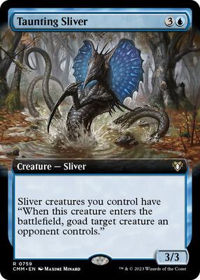 Taunting Sliver (Extended Art) card from Commander Masters