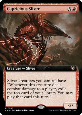 Capricious Sliver (Extended Art) card from Commander Masters