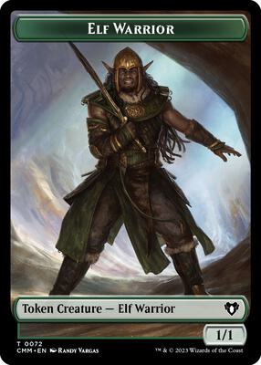 Elf Warrior // Cleric Double-Sided Token card from Commander Masters