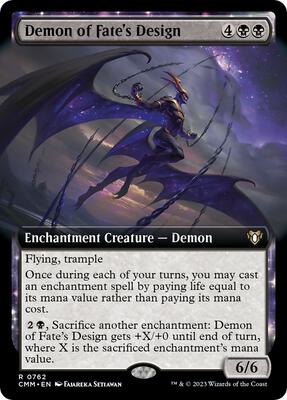 Demon of Fate's Design (Extended Art) card from Commander Masters