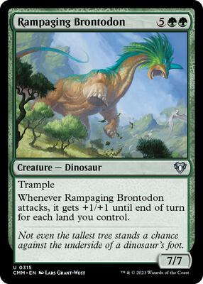 Rampaging Brontodon card from Commander Masters