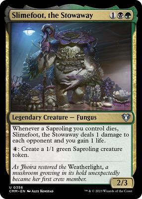 Slimefoot, the Stowaway card from Commander Masters