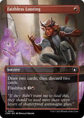 Faithless Looting (Borderless) card from Commander Masters