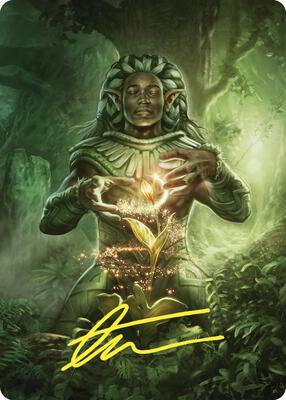 Elvish Mystic Art Card (Gold-Stamped Signature) card from Art Series: Commander Masters