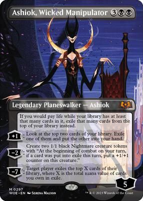 Ashiok, Wicked Manipulator (Borderless) card from Wilds of Eldraine