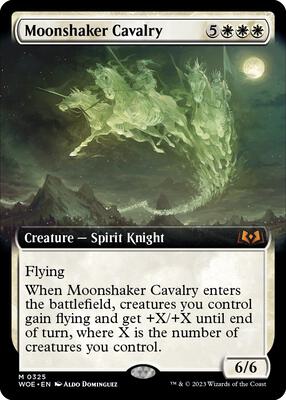 Moonshaker Cavalry (Extended Art) card from Wilds of Eldraine