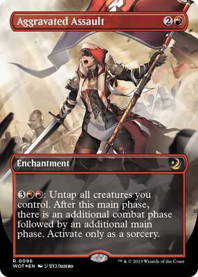 Aggravated Assault (Anime Borderless) (Confetti Foil) card from Wilds of Eldraine: Enchanting Tales