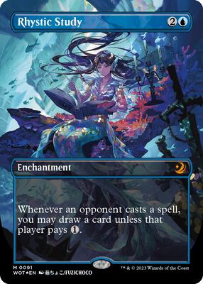 Rhystic Study (Anime Borderless) (Confetti Foil) card from Wilds of Eldraine: Enchanting Tales