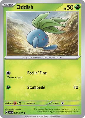 Oddish card from SV03: Obsidian Flames