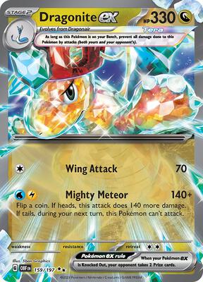 Dragonite ex card from SV03: Obsidian Flames