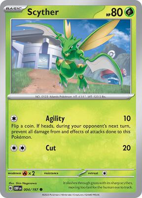 Scyther card from SV03: Obsidian Flames
