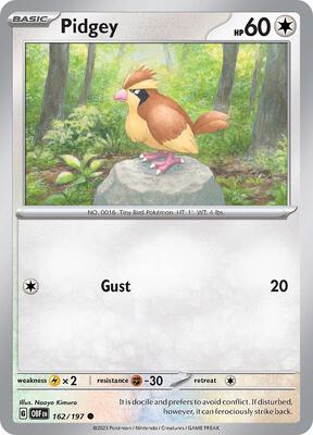 Pidgey card from SV03: Obsidian Flames