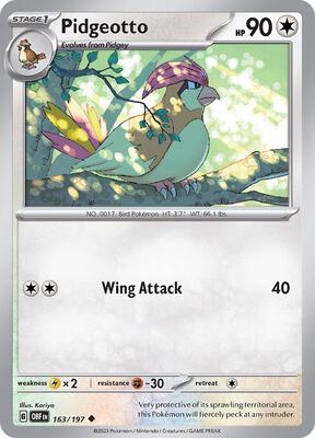 Pidgeotto card from SV03: Obsidian Flames
