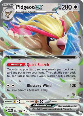 Pidgeot ex card from SV03: Obsidian Flames