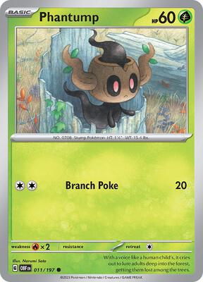 Phantump card from SV03: Obsidian Flames