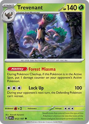 Trevenant card from SV03: Obsidian Flames