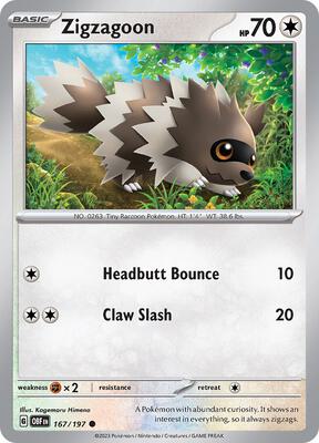 Zigzagoon card from SV03: Obsidian Flames