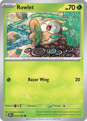 Rowlet card from SV03: Obsidian Flames