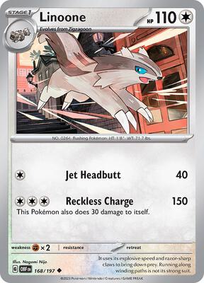 Linoone card from SV03: Obsidian Flames