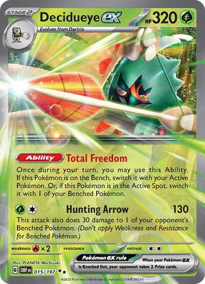 Decidueye ex card from SV03: Obsidian Flames