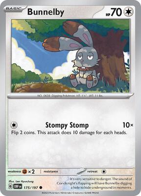 Bunnelby card from SV03: Obsidian Flames