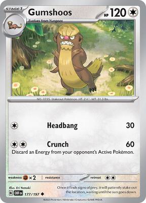 Gumshoos card from SV03: Obsidian Flames