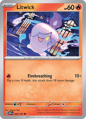 Litwick card from SV03: Obsidian Flames