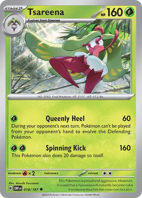 Tsareena card from SV03: Obsidian Flames