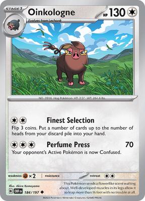 Oinkologne - 184/197 card from SV03: Obsidian Flames