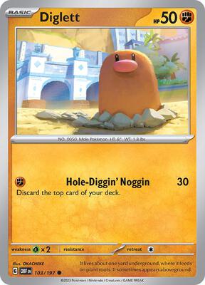 Diglett card from SV03: Obsidian Flames