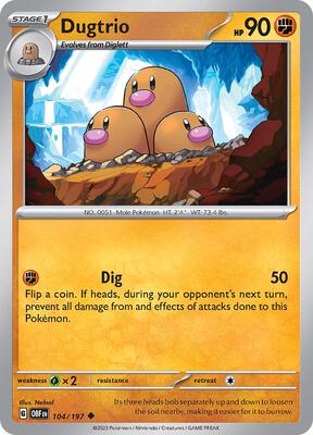 Dugtrio card from SV03: Obsidian Flames
