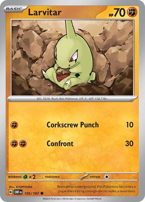 Larvitar card from SV03: Obsidian Flames