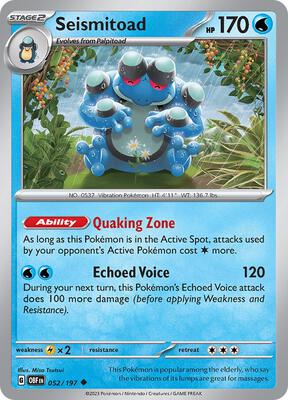 Seismitoad card from SV03: Obsidian Flames