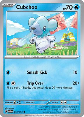 Cubchoo card from SV03: Obsidian Flames