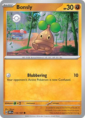 Bonsly card from SV03: Obsidian Flames