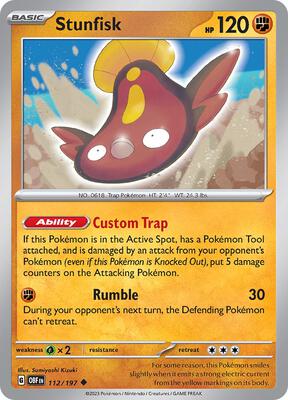 Stunfisk card from SV03: Obsidian Flames