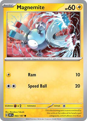 Magnemite card from SV03: Obsidian Flames