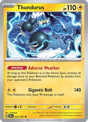 Thundurus card from SV03: Obsidian Flames