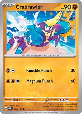 Crabrawler card from SV03: Obsidian Flames