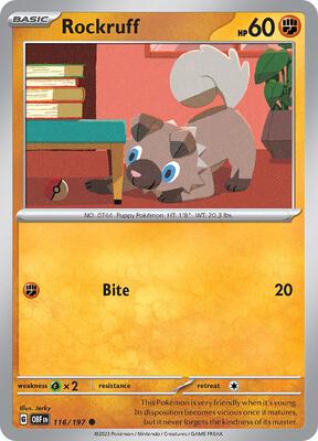 Rockruff card from SV03: Obsidian Flames